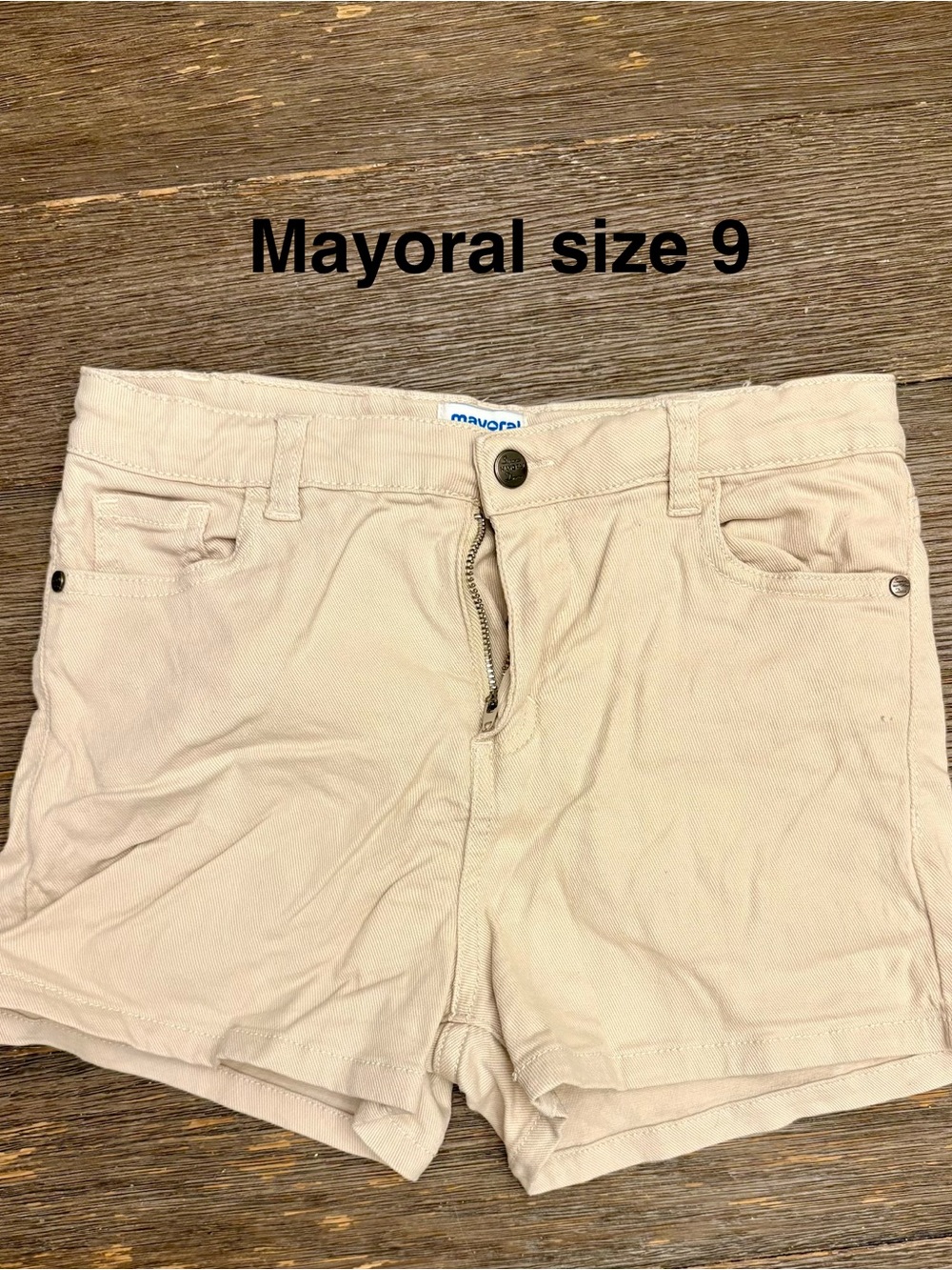 Mayoral Cream Girls' Denim-Style Shorts